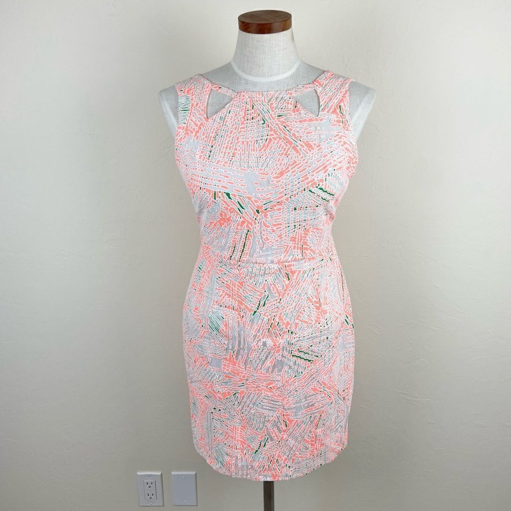 MM CoutureโNeon Cocktail Sheath Dress - OrangeโNeon